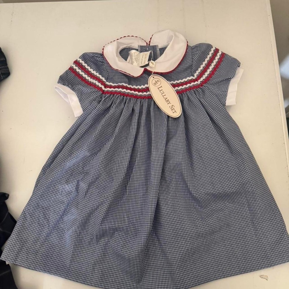 Lullaby set vintage blue and red Americana 2T dress July 4th